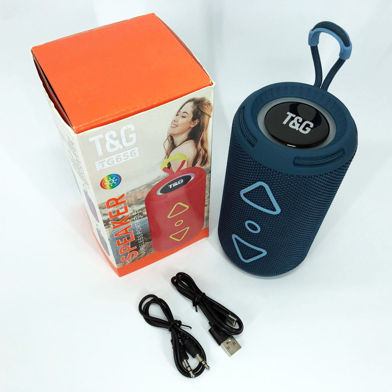 Bluetooth колонка портативна TG656 FM-радіо, потужна переносна акустична колонка. Колір: синій, фото 1