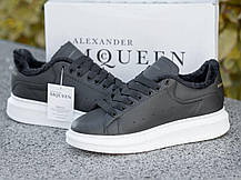 Зимові Чоловічі Кросівки Alexander McQueen Black White Fur / Александр Макквін Чорні з Білим (Хутро), фото 6