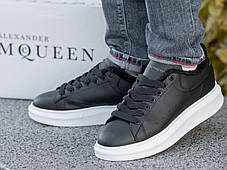 Зимові Чоловічі Кросівки Alexander McQueen Black White Fur / Александр Макквін Чорні з Білим (Хутро), фото 4