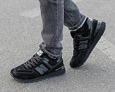 Зимові Чоловічі Кросівки New Balance 574 Winter Total Black / Нью Белaнс 574 Тотал Чорні (Хутро), фото 4