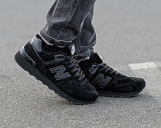 Зимові Чоловічі Кросівки New Balance 574 Winter Total Black / Нью Белaнс 574 Тотал Чорні (Хутро), фото 3