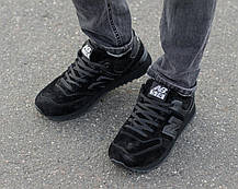 Зимові Чоловічі Кросівки New Balance 574 Winter Total Black / Нью Белaнс 574 Тотал Чорні (Хутро), фото 5