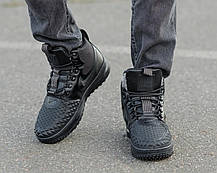 Зимові Чоловічі Кросівки Nike Lunar Force 1 Duckboot 17 Fur / Найк Лунар Форс 1 Дакбут 17 Чорні (Хутро), фото 6