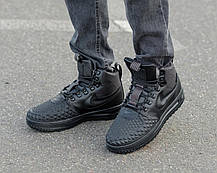 Зимові Чоловічі Кросівки Nike Lunar Force 1 Duckboot 17 Fur / Найк Лунар Форс 1 Дакбут 17 Чорні (Хутро), фото 5