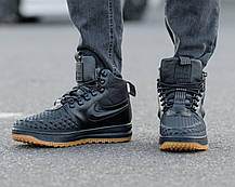 Зимові Чоловічі Кросівки Nike Lunar Force 1 Duckboot 17 Fur / Найк Лунар Форс 1 Дакбут 17 Чорні (Хутро), фото 6