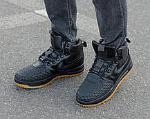 Зимові Чоловічі Кросівки Nike Lunar Force 1 Duckboot 17 Fur / Найк Лунар Форс 1 Дакбут 17 Чорні (Хутро), фото 5