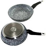 Сковорода із кришкою 20 см світлий граніт UNIQUE UN-5113 | Антипригарна сковорода Гранітна сковорода, фото 5