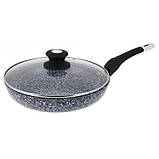 Сковорода із кришкою 20 см світлий граніт UNIQUE UN-5113 | Антипригарна сковорода Гранітна сковорода, фото 4