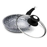 Сковорода із кришкою 20 см світлий граніт UNIQUE UN-5113 | Антипригарна сковорода Гранітна сковорода, фото 3