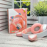 Навушники дитячі бездротові з котячими вушками Котики STN-28 Bluetooth-навушники Рожевий колір, фото 2