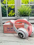 Навушники дитячі бездротові з котячими вушками Котики STN-28 Bluetooth-навушники Рожевий колір, фото 3