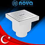 Трап сантехнічний з решіткою з нержавіючої сталі 100х100 мм сухий клапан вертикальний вихід Ø50 NOVA 5066N, фото 3