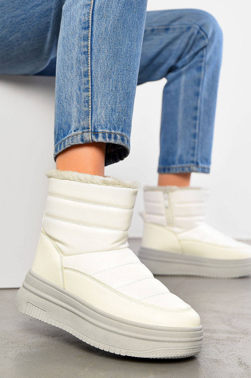 Дутики жіночі на хутрі білого кольору 195192P, фото 1