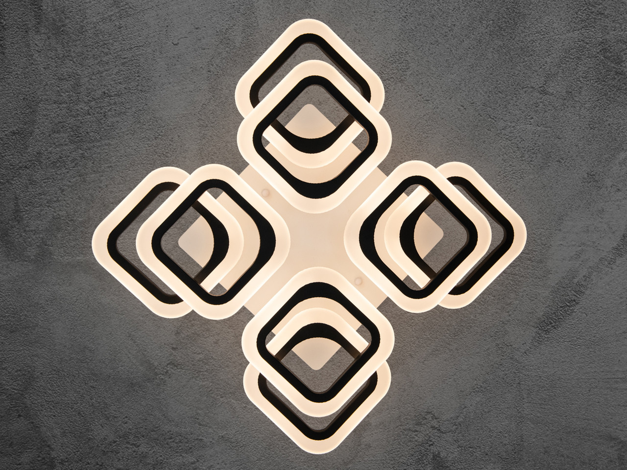 Стильна led люстра у вітальню з нічником, колір чорний, 80 W на 12 м2 HAS80060-4+4BKDIM-LS