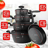 Набір каструль із гранітним антипригарним покриттям Top Kitchen TK-00100, набір посуду 10 предметів чорний, фото 5