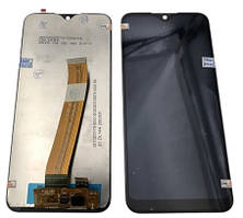 Дисплей Samsung A01 2020/A015, чорний, PLS TFT LCD, (вузький роз'єм) з тачскріном