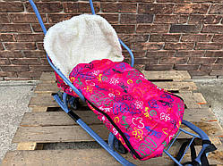 Конверт/чохол для санок, зі штучної овчини, на дві блискавки, із затяжками рожевий Мікі Маус ORG