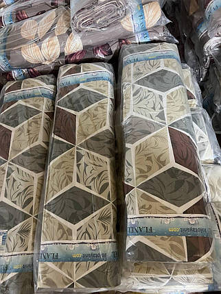 Бавовняна тканина 220 см для постільної білизни, сіра набивна Фланель (байка) з великим геометричним візерунком, рулон 25 м, фото 2