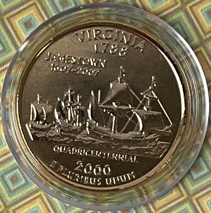Монета США 25 центів 2000 р. Вірджінія - Позолота