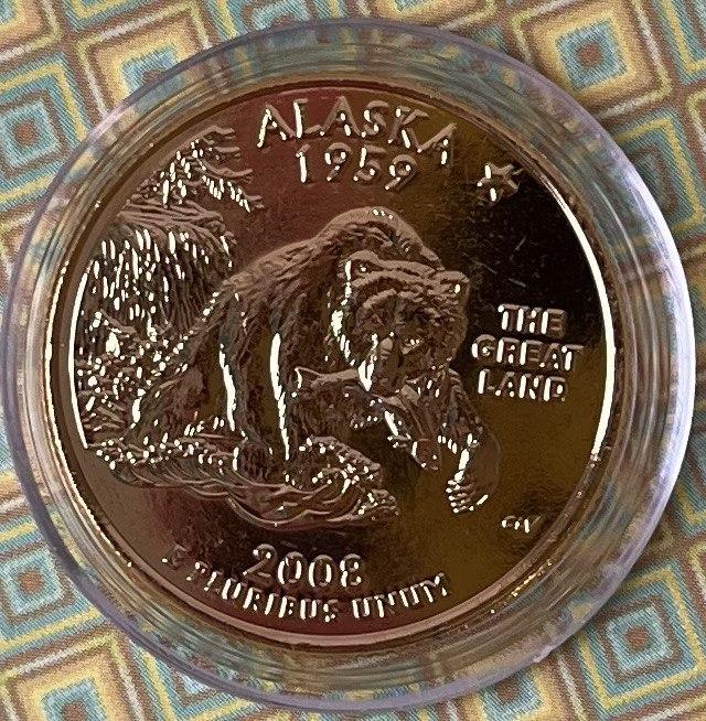 Монета США 25 центів 2008 р. Аляска - Позолота