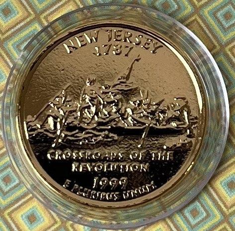 Монета США 25 центів 1999 р. Нью - Джерсі - Позолота