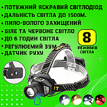 Ліхтар налобний акумуляторний з функцією PowerBank T503A ліхтарик професійний з датчиком руху, фото 3