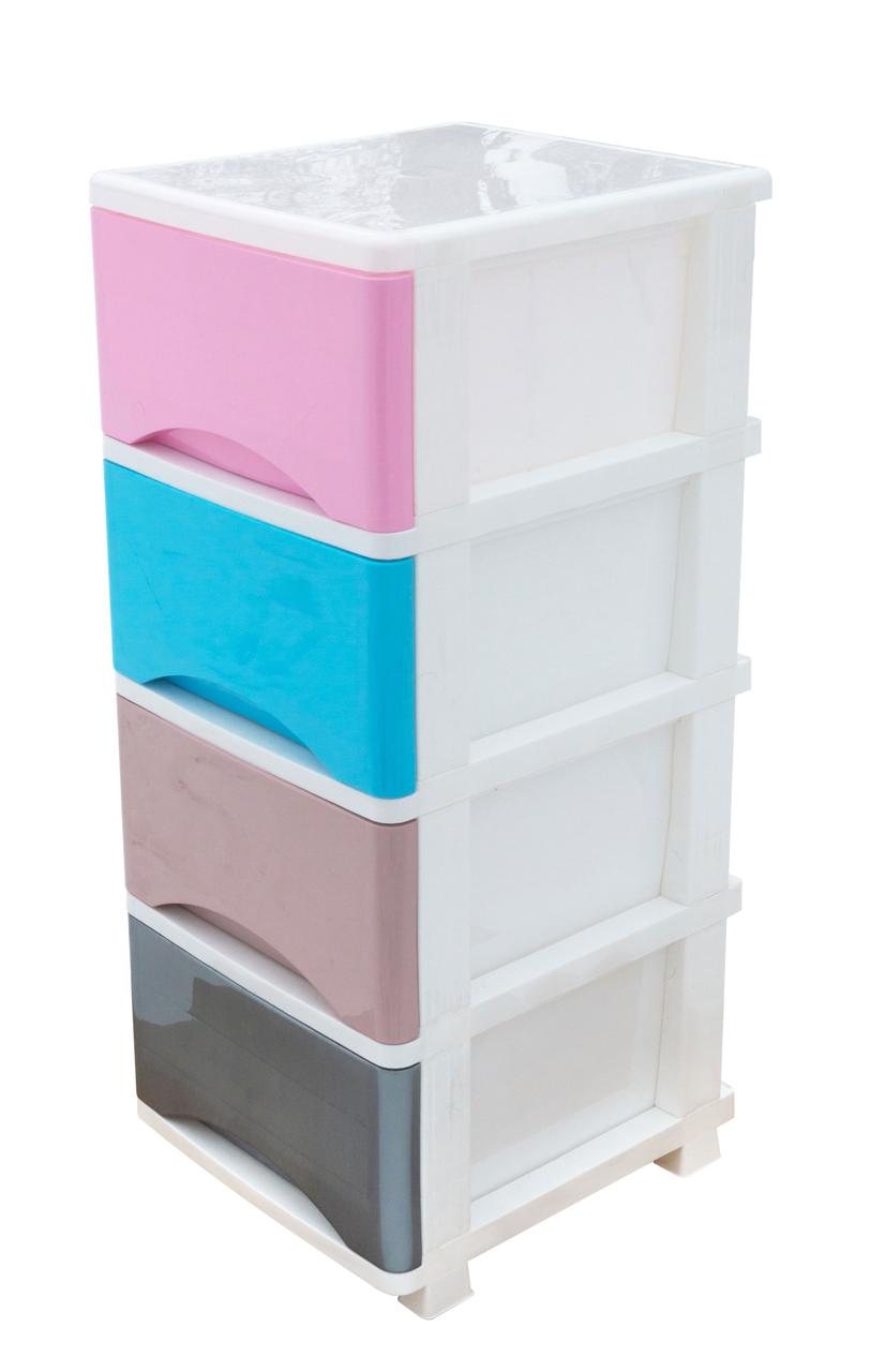 Комод разноцветный на 4 ящика ZP-726 (ZAMBAK plastik) 86*36*40 см
