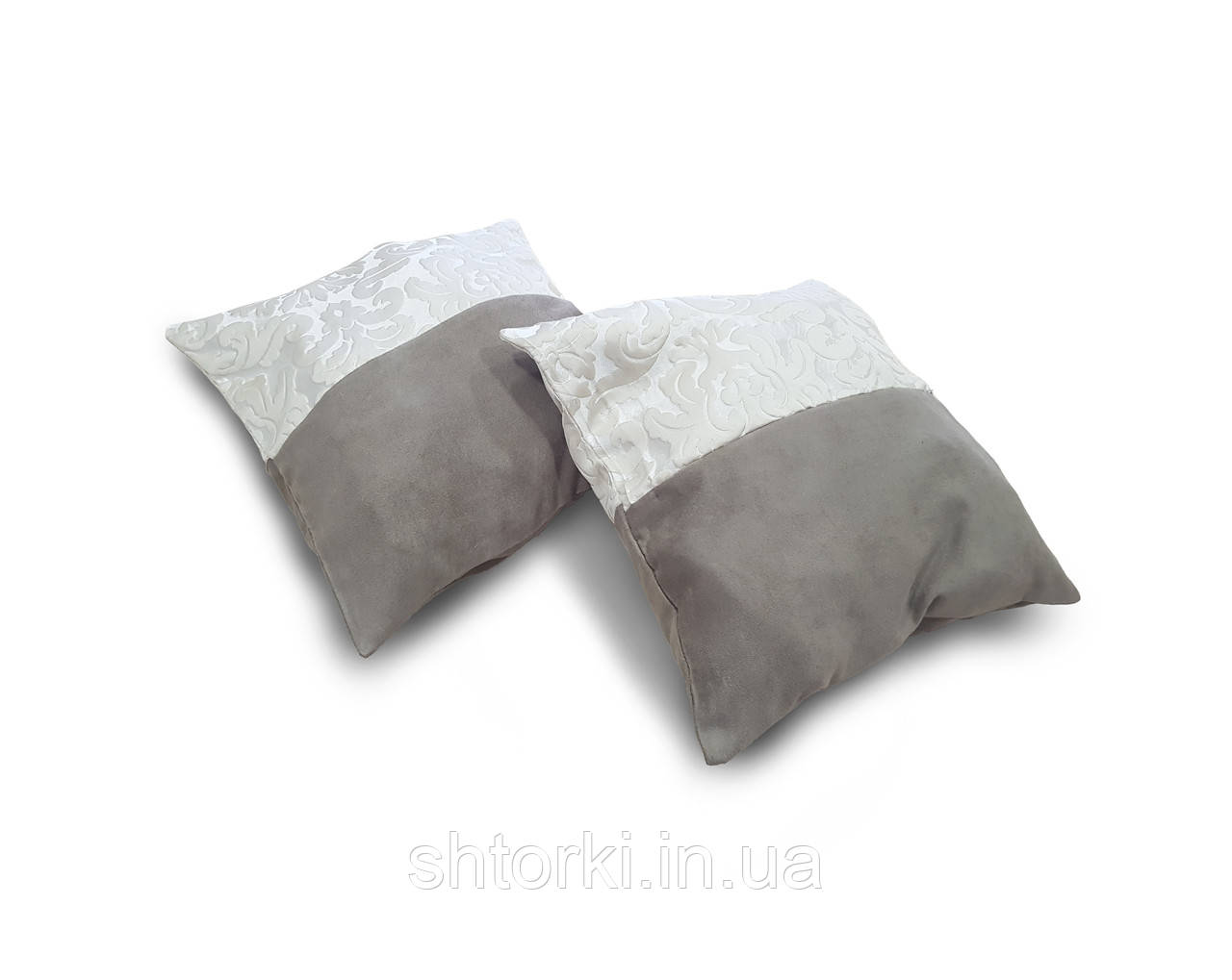 Комплект декоративних подушок Firanka Damask 35х35см 2шт сірі з молочним (п_0522)