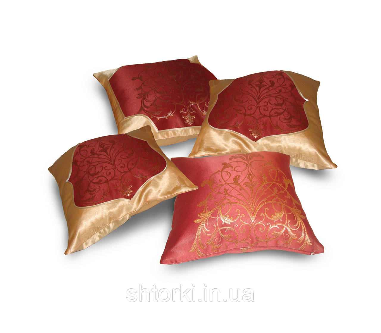 Комплект декоративних подушок Firanka Damask 35х35 4шт теракотовий із золотим (п_0526)
