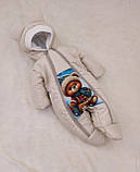 Комплект спальник + комбінезон для новонароджених, принт Ведмедик на санчатах, фото 3