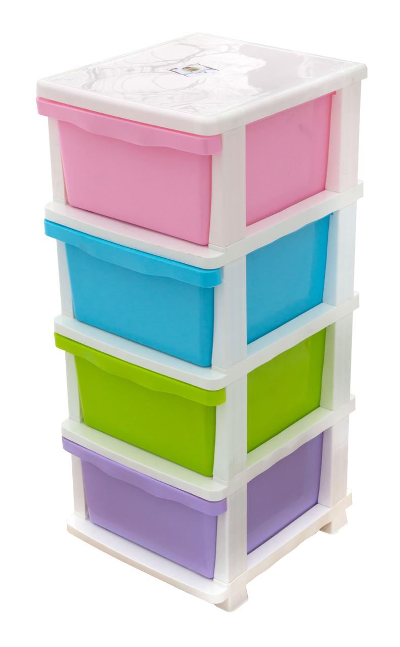 Комод різнокольоровий на 4 ящики ZP-725 (ZAMBAK plastik) 86*36*40 см