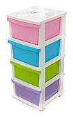 Комод різнокольоровий на 4 ящики ZP-725 (ZAMBAK plastik) 86*36*40 см