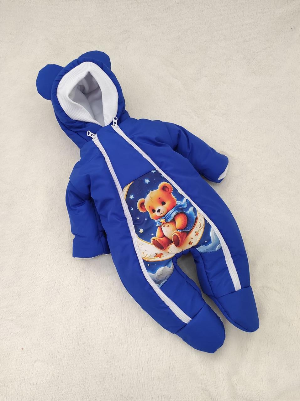 Комбінезон 56-62 розмір для новонароджених, блакитний, принт зірковий Ведмедик, фото 1