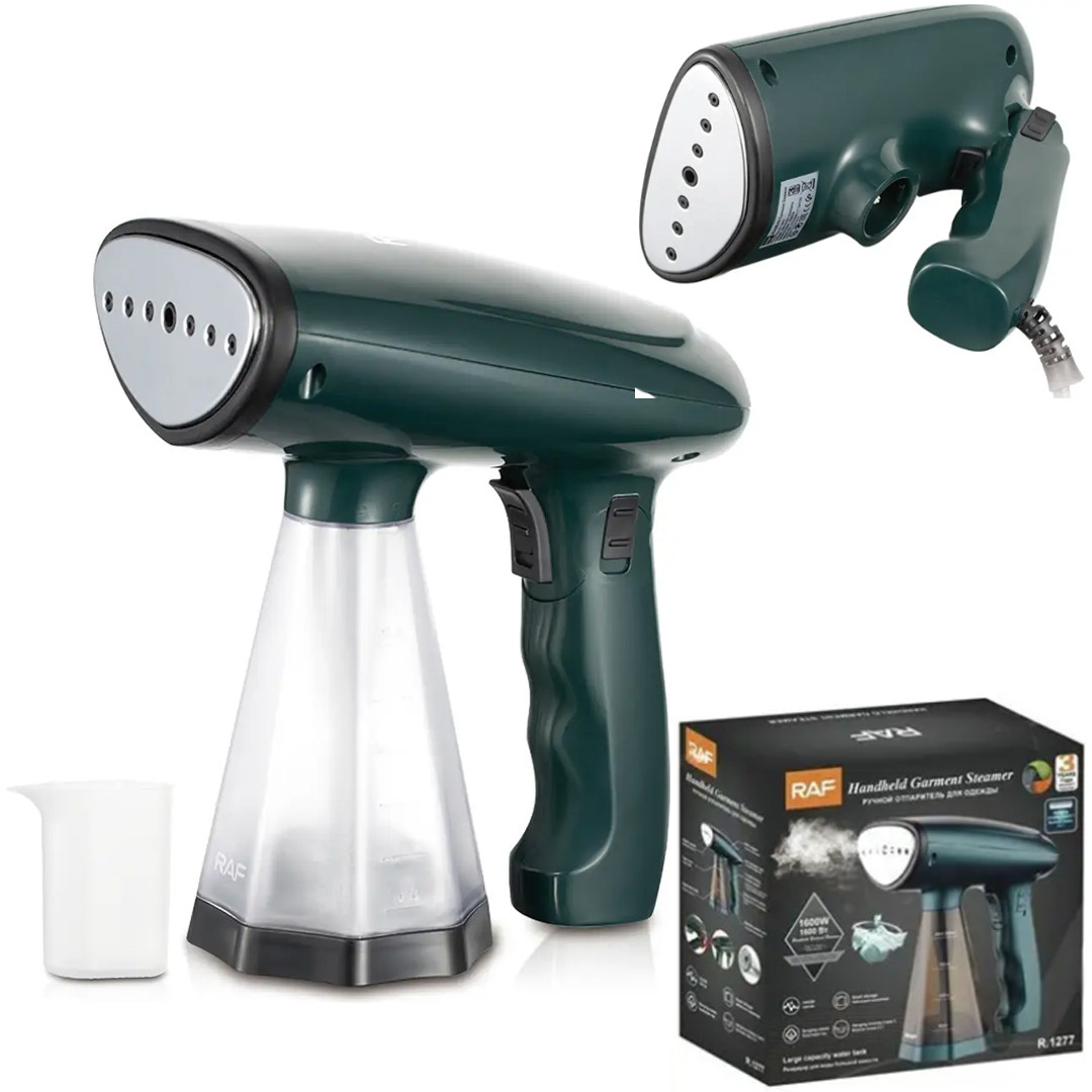 Ручний відпарювач на 1600 Вт для одягу від мережі Парогенератор для прасування одягу RAF R.1277 Зелений, фото 1