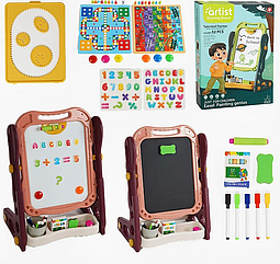 Мольберт 2 в 1 050-52, двостороння дошка для малювання з аксесуарами Рожевий