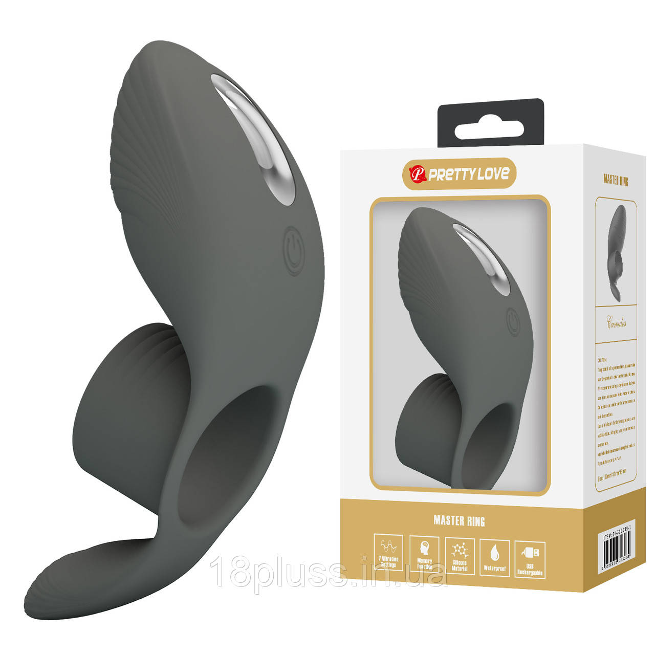 Ерекційне віброкільце з 7 режимами вібрації Pretty Love Master Ring Black, фото 1