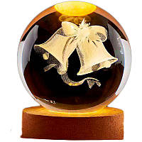 Кришталева куля нічник 8 см USB Новорічний ORG