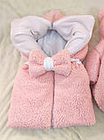 Хутряний комплект Тедді для новонароджених, трансформер та комбінезон 56-62, рожевий, фото 4