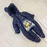 Комплект для новонароджених 56-62 розмір, принт солодкий сон Ведмедика, синій з глітером, фото 3