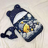 Комплект для новонароджених 56-62 розмір, принт солодкий сон Ведмедика, синій з глітером, фото 2