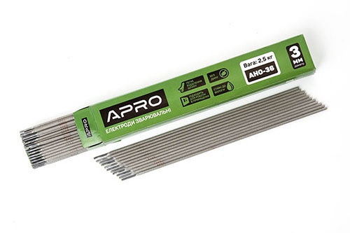 Електроди зварювальні АНО-36 2,5кг 3 мм APRO 699911, фото 1