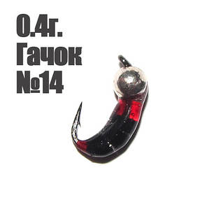 Мормишка вольфрам "РУБІН" 0.4г. гачок №14 black-red