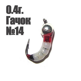 Мормишка "РУБІН" 0.4г. гачок №14 white-red