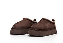 Зимові Жіночі Черевики UGG Tasman Platform Brown / УГГ Тасман Платформ Коричневі з Білим, фото 6