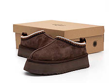 Зимові Жіночі Черевики UGG Tasman Platform Brown / УГГ Тасман Платформ Коричневі з Білим, фото 4