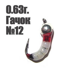 Мормишка вольфрам "РУБІН" 0.63г. гачок №12 white-red