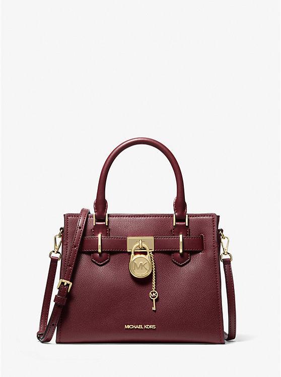 Жіноча сумка Michael Kors Hamilton Small Leather Satchel (бордова) ОРИГИНАЛ