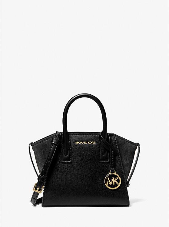 Жіноча сумка Michael Kors Avril Small Logo and Leather Satchel (чорна) ОРИГІНАЛ