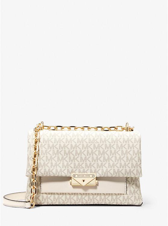 Жіноча сумка сумка Michael Kors Cece Medium Logo Shoulder Bag (кремова) ОРИГІНАЛ