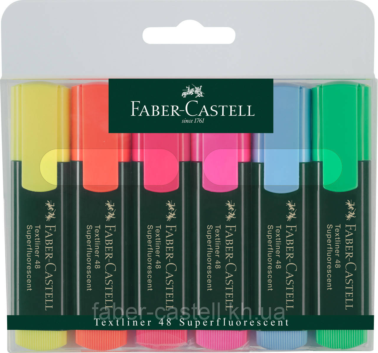 Набір маркерів текстовиділювачів Faber-Castell Textliner 48 Superfluorescent, 6 кольорів,154806